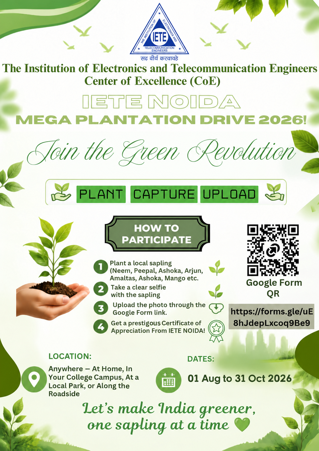 IETE Noida Mega Plantation Drive 2026